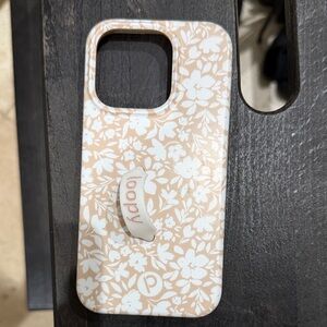 Loopy Case Floral Phone Case - Tan and White iPhone 15 pro